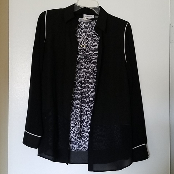 CK Mixed Media Sheer Blouse - Picture 2 of 4